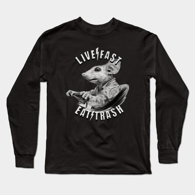 Live fast eat trash - possum driving car Long Sleeve T-Shirt by Sara-Design2